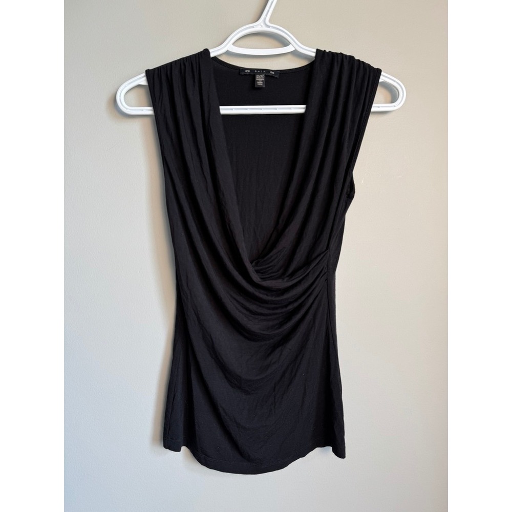 Baia Drape Neck Sleeveless Top Size XS Black Minimalist Chic Cocktail Coquette